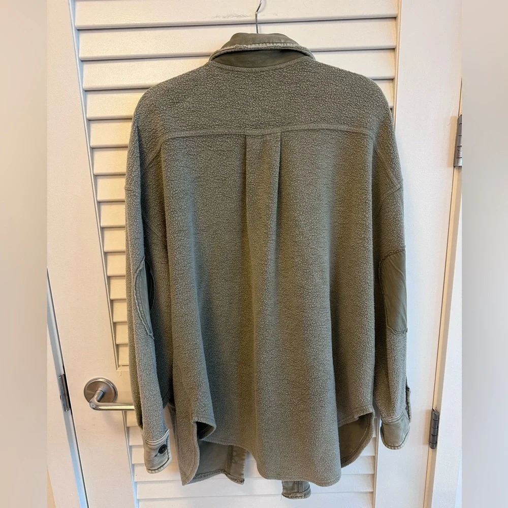 Free People Ruby Oversized Shirt Jacket - Olive - Medium - Picture 6 of 7